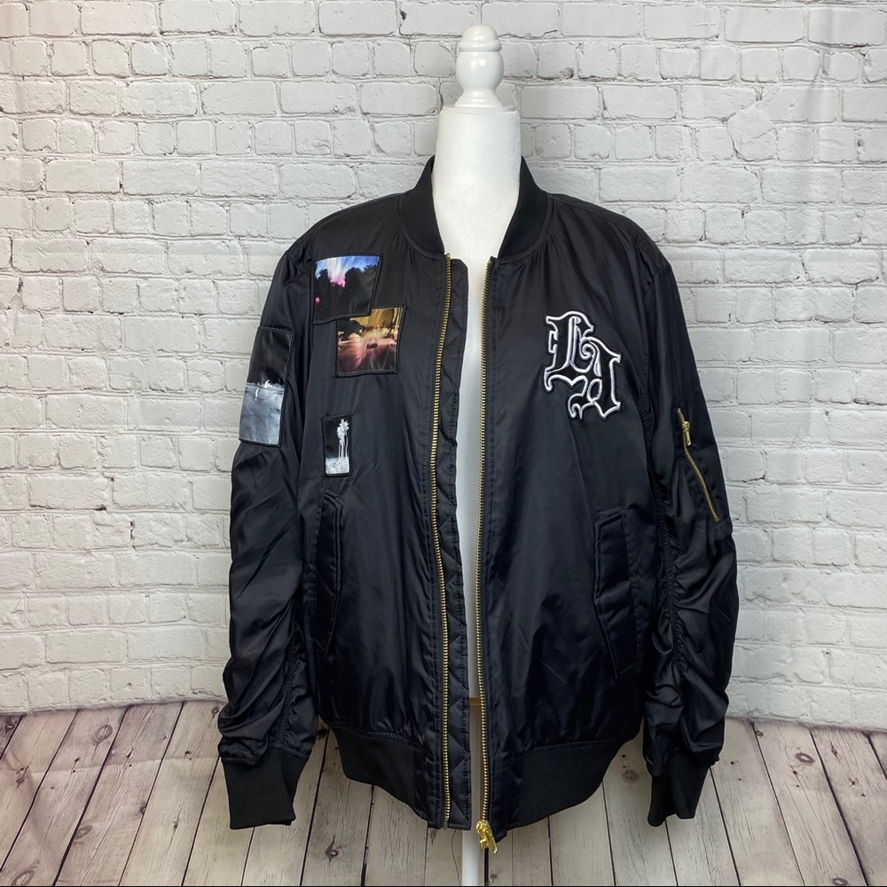 H&M Divided Black LA Patchwork Bomber Jacket